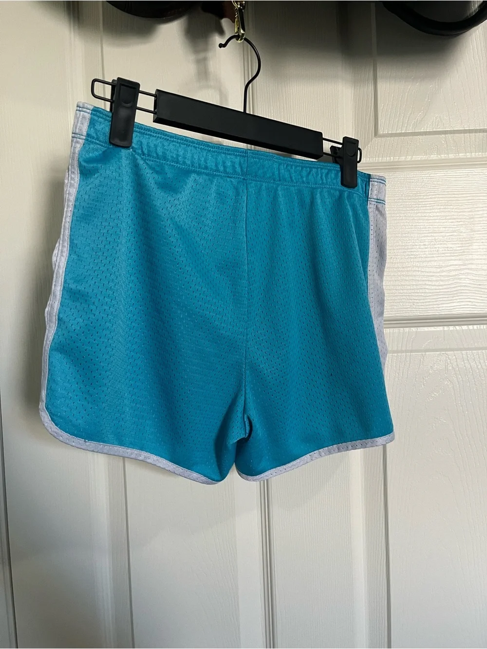 Teal and White Athletic Mesh Shorts